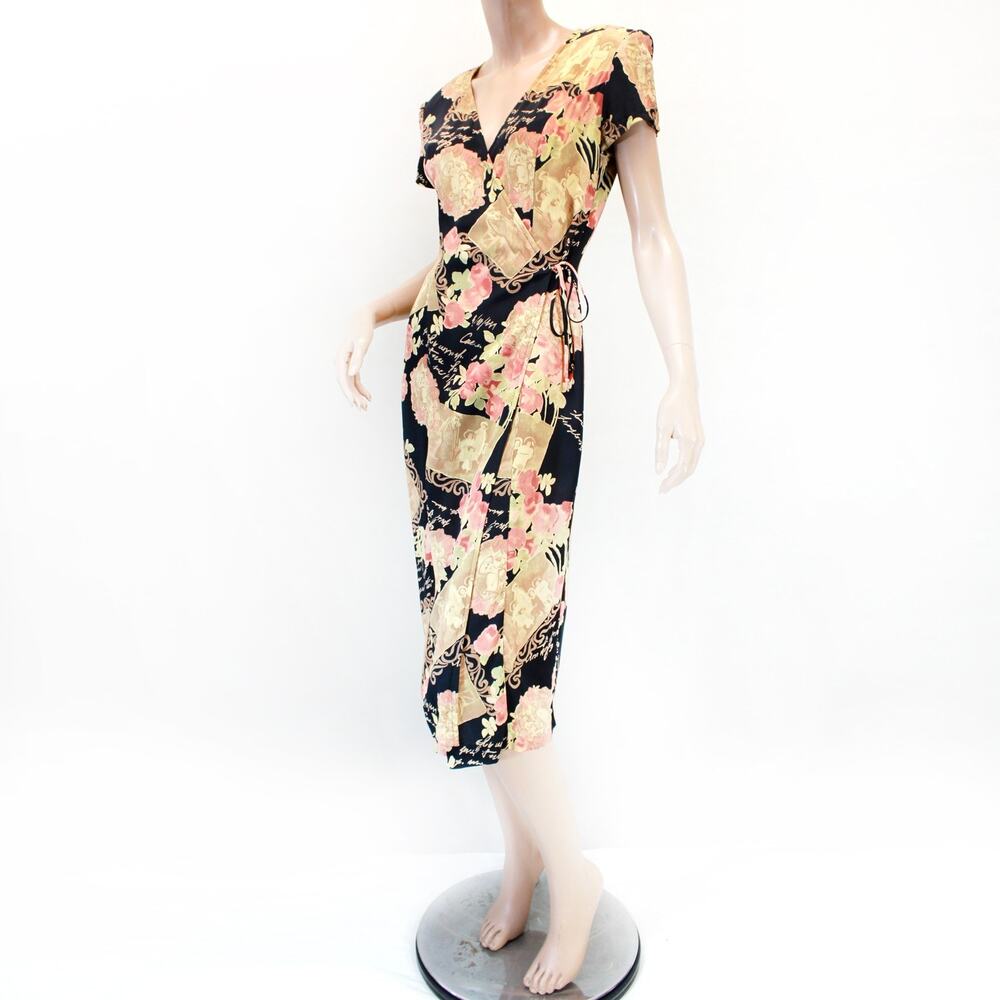 Mica Vintage 90s Floral Lace-Up Elegant Romantic Small Dress